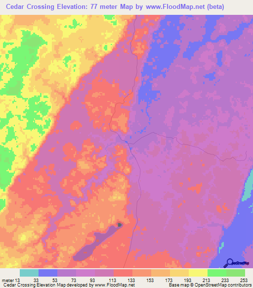 Cedar Crossing,Belize Elevation Map