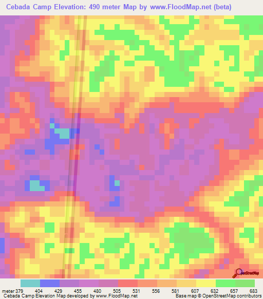 Cebada Camp,Belize Elevation Map