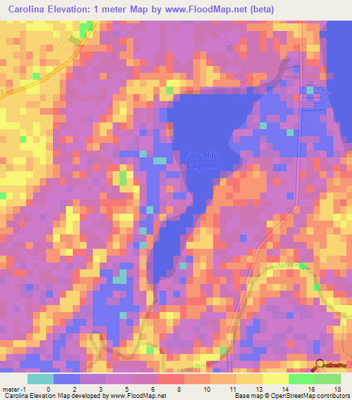 Carolina,Belize Elevation Map