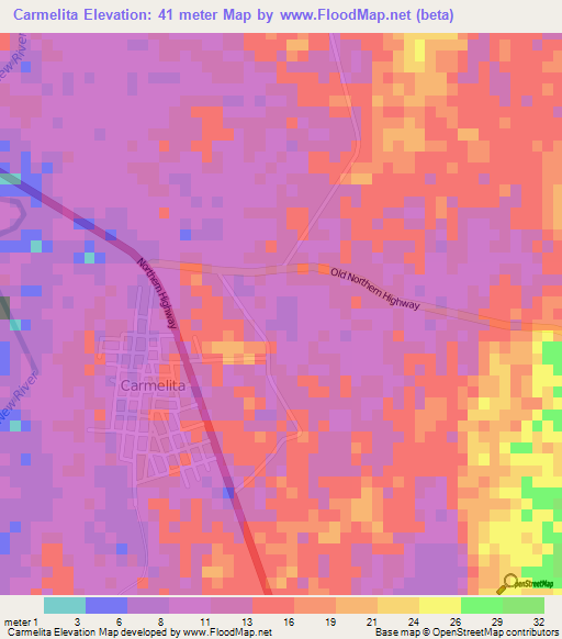 Carmelita,Belize Elevation Map
