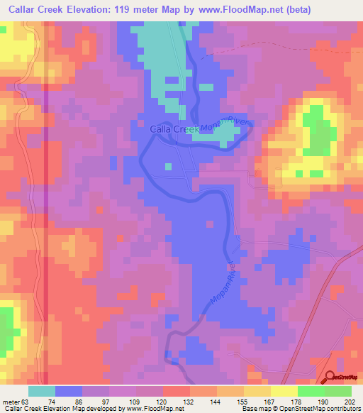 Callar Creek,Belize Elevation Map