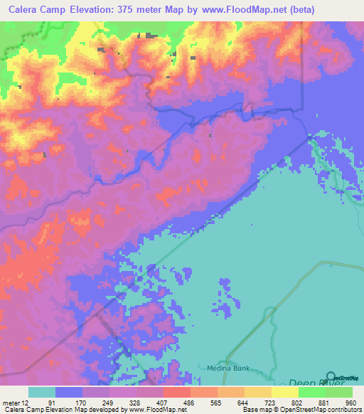 Calera Camp,Belize Elevation Map