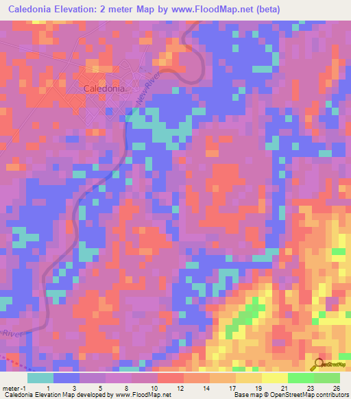Caledonia,Belize Elevation Map