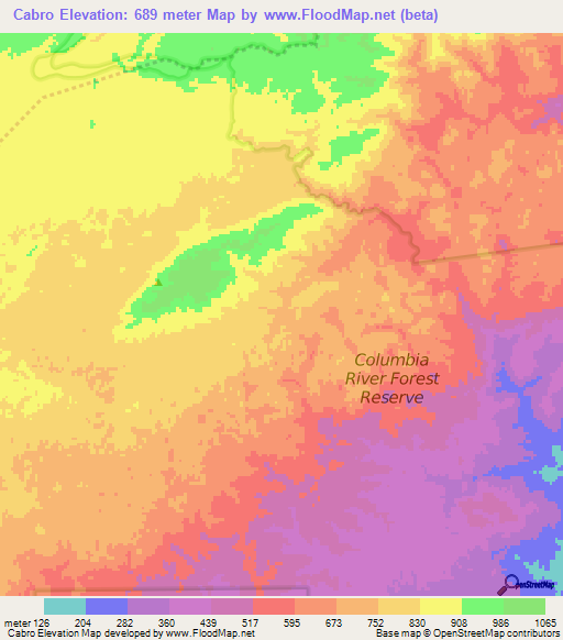 Cabro,Belize Elevation Map