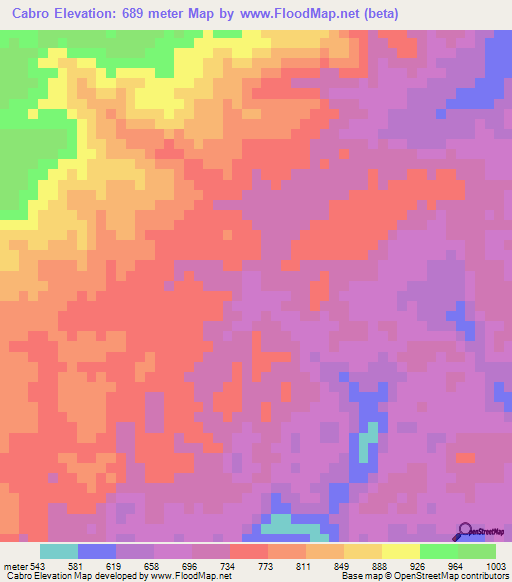 Cabro,Belize Elevation Map