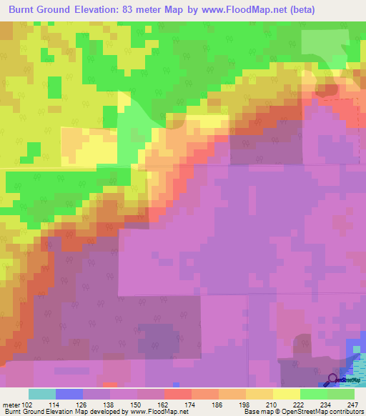 Burnt Ground,Belize Elevation Map