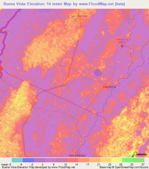 Buena Vista,Belize Elevation Map