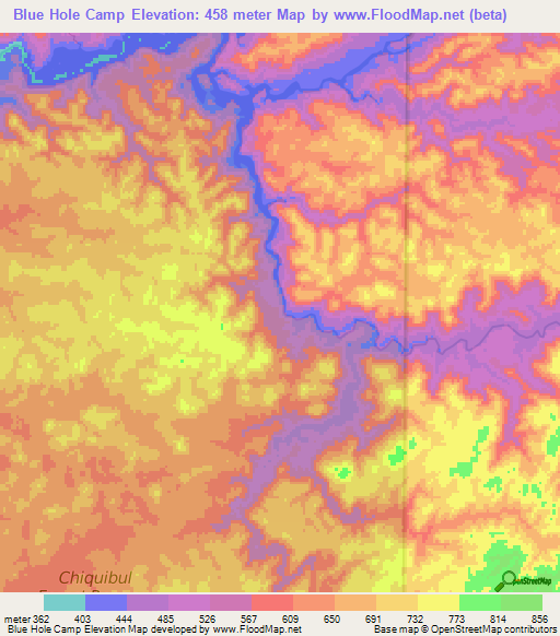 Blue Hole Camp,Belize Elevation Map