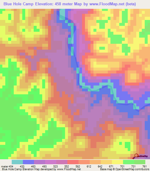 Blue Hole Camp,Belize Elevation Map