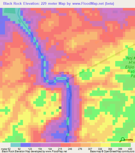 Black Rock,Belize Elevation Map