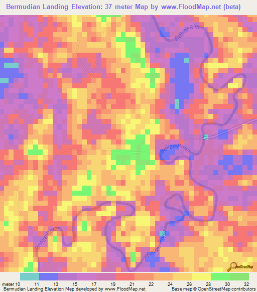 Bermudian Landing,Belize Elevation Map