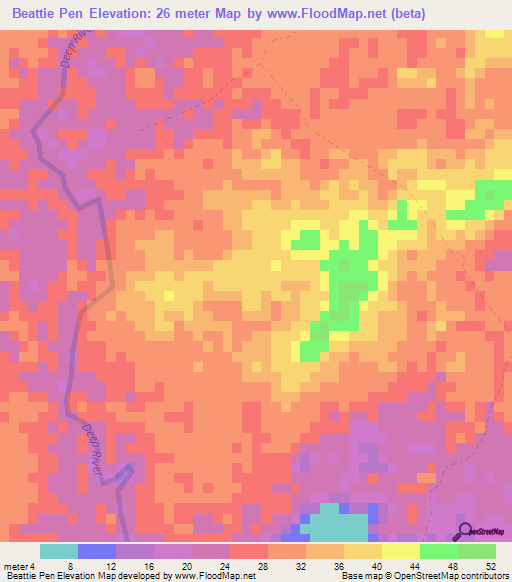 Beattie Pen,Belize Elevation Map