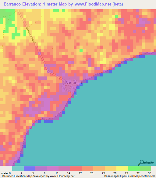Barranco,Belize Elevation Map