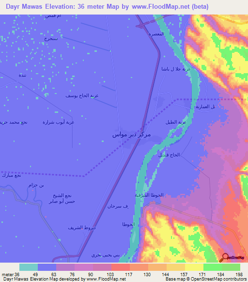 Dayr Mawas,Egypt Elevation Map