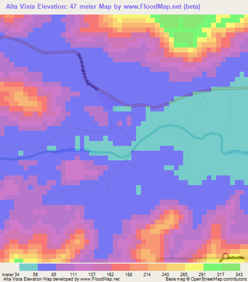 Alta Vista,Belize Elevation Map