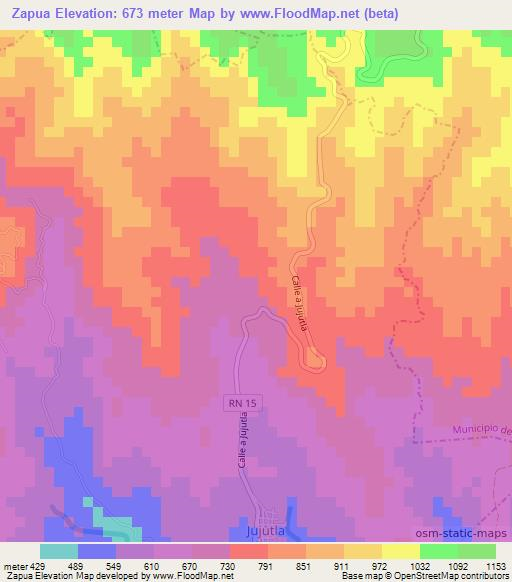 Zapua,El Salvador Elevation Map