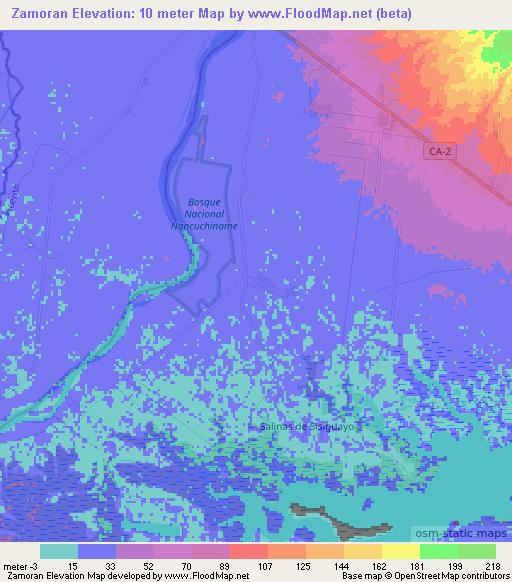 Zamoran,El Salvador Elevation Map