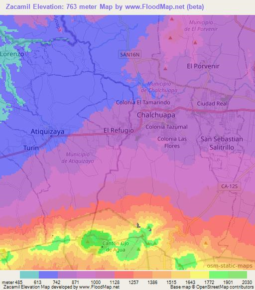 Zacamil,El Salvador Elevation Map