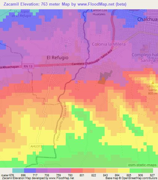 Zacamil,El Salvador Elevation Map