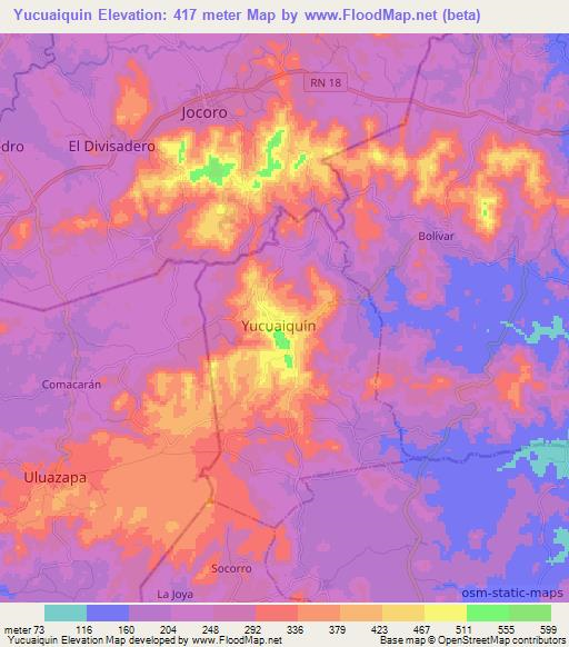 Yucuaiquin,El Salvador Elevation Map
