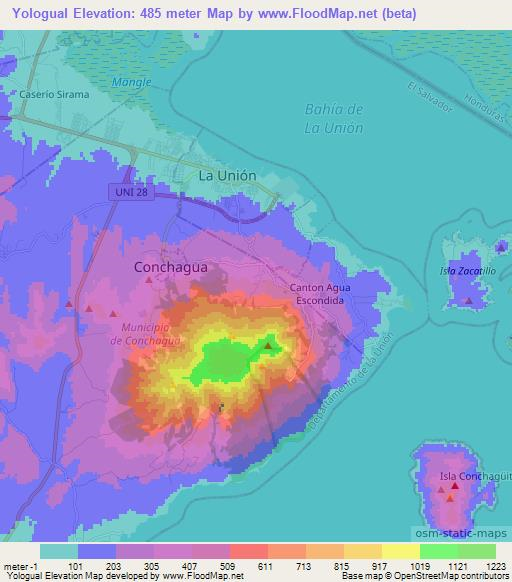 Yologual,El Salvador Elevation Map