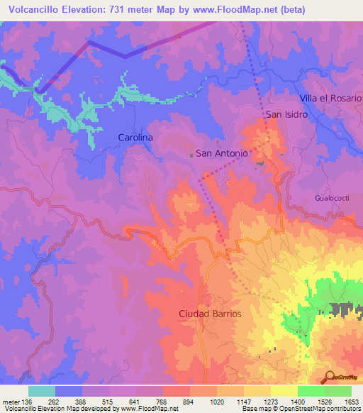 Volcancillo,El Salvador Elevation Map