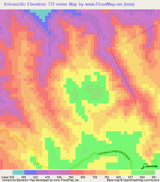 Volcancillo,El Salvador Elevation Map
