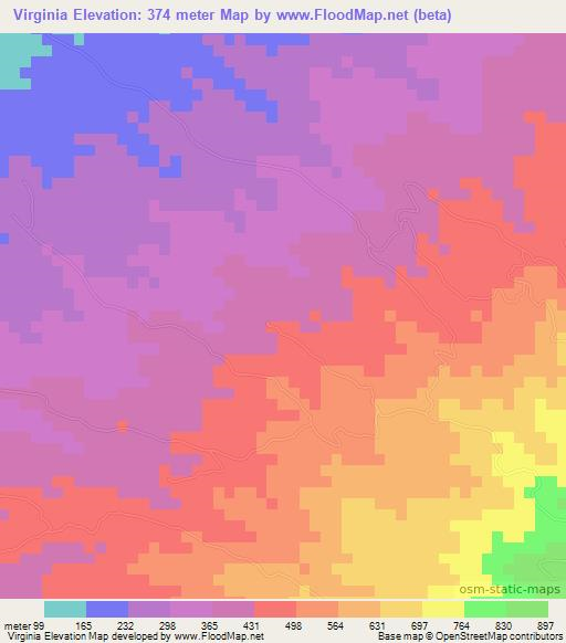 Virginia,El Salvador Elevation Map
