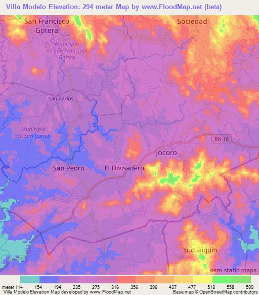 Villa Modelo,El Salvador Elevation Map