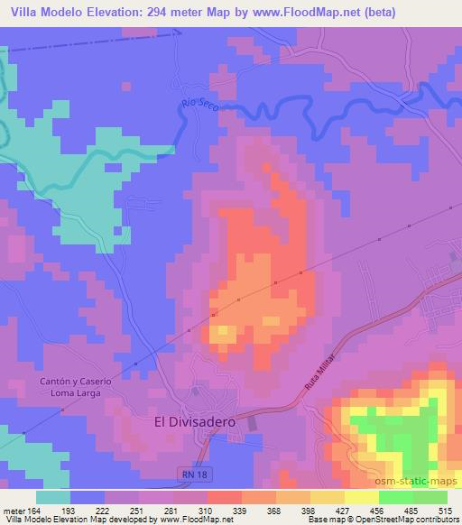 Villa Modelo,El Salvador Elevation Map