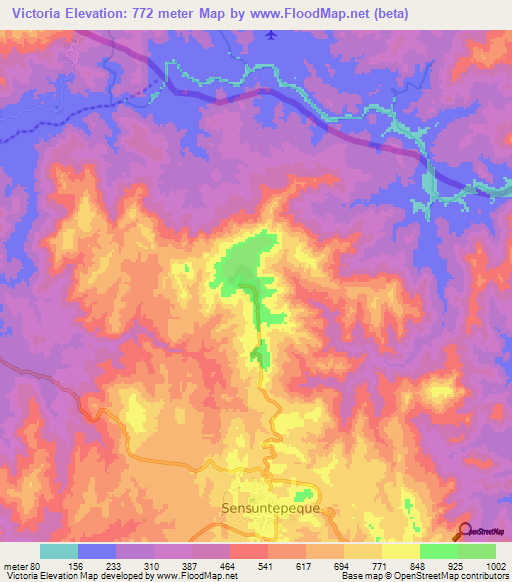 Victoria,El Salvador Elevation Map