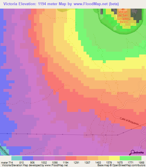 Victoria,El Salvador Elevation Map