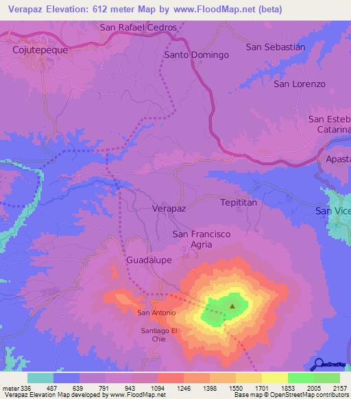 Verapaz,El Salvador Elevation Map