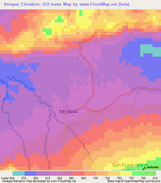 Verapaz,El Salvador Elevation Map