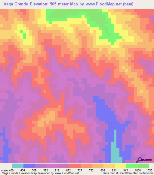 Vega Grande,El Salvador Elevation Map