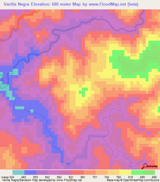 Varilla Negra,El Salvador Elevation Map