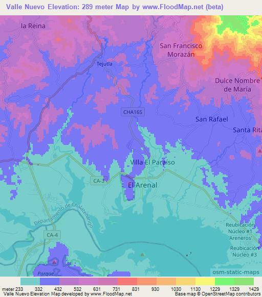 Valle Nuevo,El Salvador Elevation Map