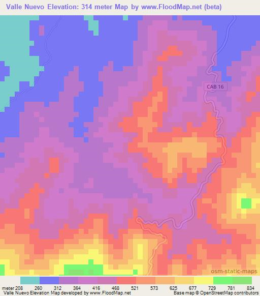 Valle Nuevo,El Salvador Elevation Map