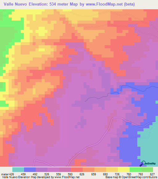 Valle Nuevo,El Salvador Elevation Map