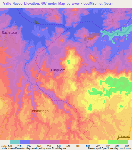 Valle Nuevo,El Salvador Elevation Map