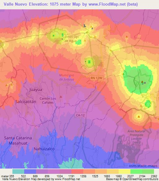 Valle Nuevo,El Salvador Elevation Map