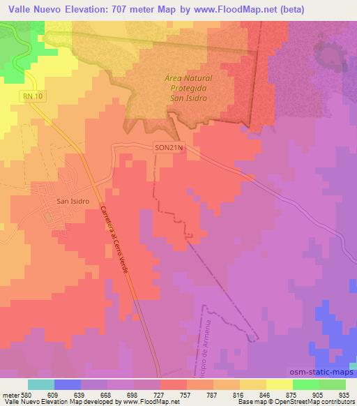 Valle Nuevo,El Salvador Elevation Map