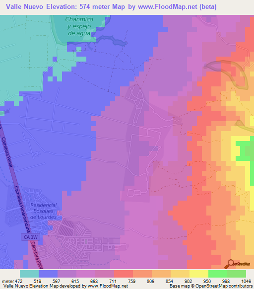Valle Nuevo,El Salvador Elevation Map