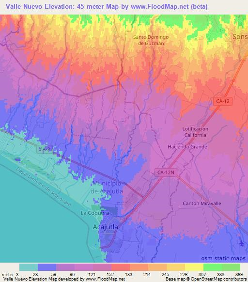 Valle Nuevo,El Salvador Elevation Map