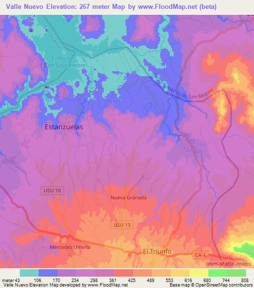Valle Nuevo,El Salvador Elevation Map