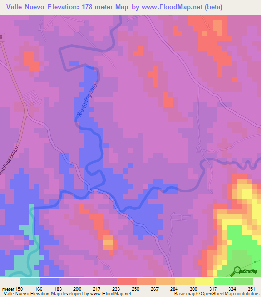 Valle Nuevo,El Salvador Elevation Map