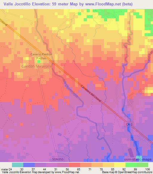 Valle Jocotillo,El Salvador Elevation Map