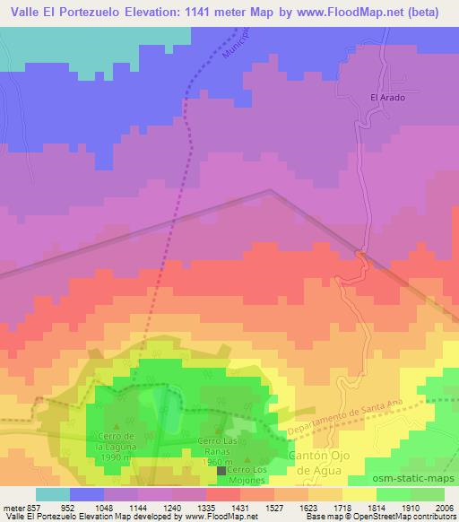 Valle El Portezuelo,El Salvador Elevation Map