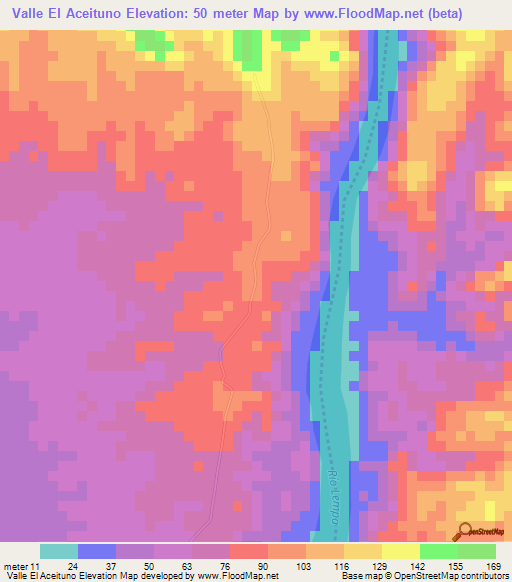 Valle El Aceituno,El Salvador Elevation Map