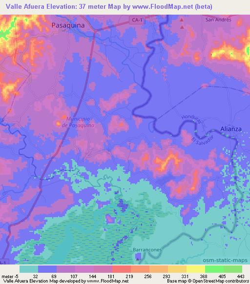 Valle Afuera,El Salvador Elevation Map